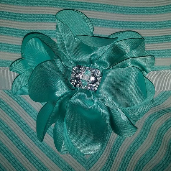 UGC YOUNGLAND TURQUOISE & WHITE STRIPE GIRLS DRESS - Picture 3 of 12